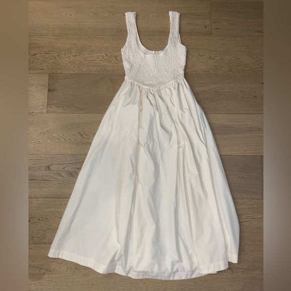 Zara Dresses & Skirts - Zara White Midi Dress with Smocked Bodice